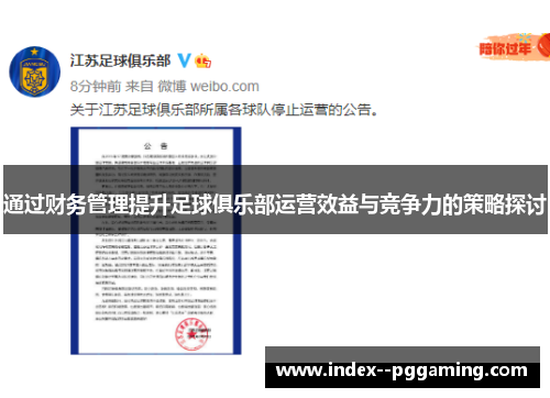 通过财务管理提升足球俱乐部运营效益与竞争力的策略探讨 通过财务管理提升足球俱乐部运营效益与竞争力的策略探讨